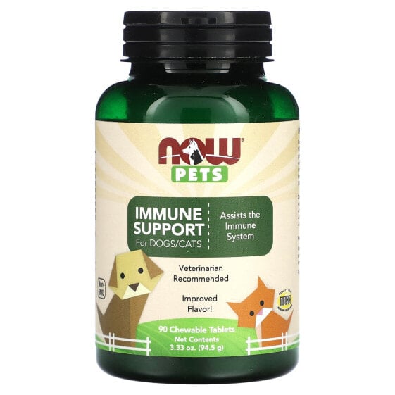 Витамины и добавки для иммунной поддержки NOW для собак и кошек, 90 жевательных таблеток, 3.33 oz (94,5 г)
