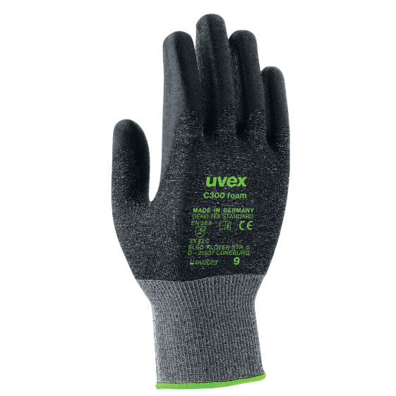 Защитные перчатки Uvex Arbeitsschutz C300 foam - Черно-серые - Средний Размер - Взрослый - Унисекс - 1 шт
