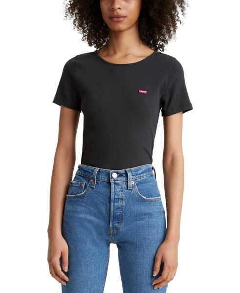 Women's Slim Fit Honey Ribbed Logo T-Shirt
