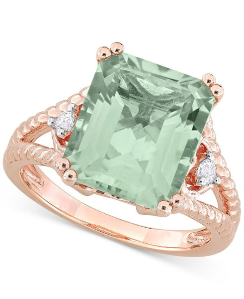 Green Quartz (5-1/2 ct. t.w.) & White Topaz (1/20 ct. t.w.) Statement Ring in 18k Rose Gold-Flash Sterling Silver