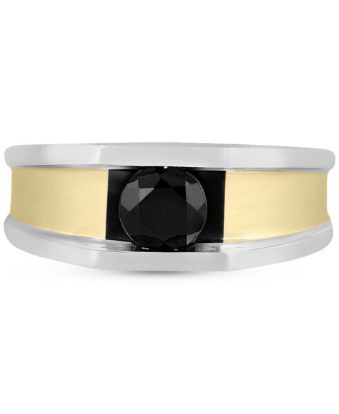 Men's Black Diamond Concave Ring (1-1/2 ct. t.w.) in Sterling Silver & 14k Gold-Plate