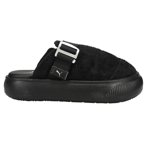 Puma Suede Mayu Mule Platform Slide Womens Black Casual Sandals 38673001