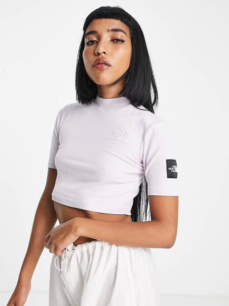 The North Face Gartha rip knit cropped high neck top in lilac