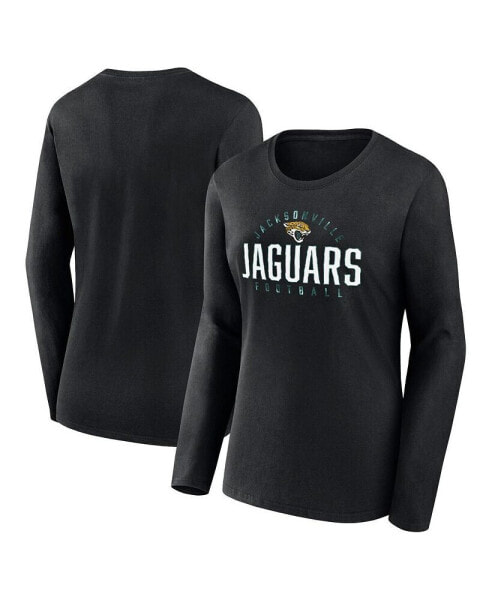 Women's Black Jacksonville Jaguars Plus Size Foiled Play Long Sleeve T-shirt