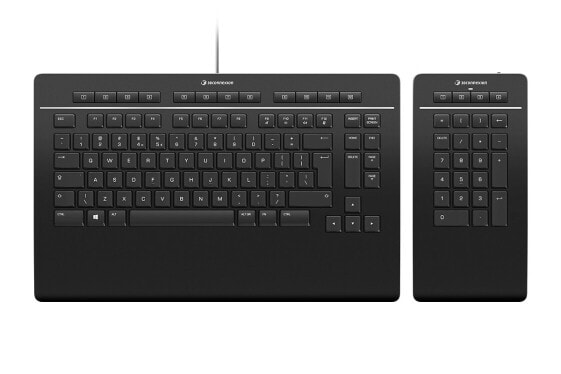 3Dconnexion Keyboard Pro with Numpad - Full-size (100%) - USB + RF Wireless + Bluetooth - Scissor key switch - QWERTY - Black