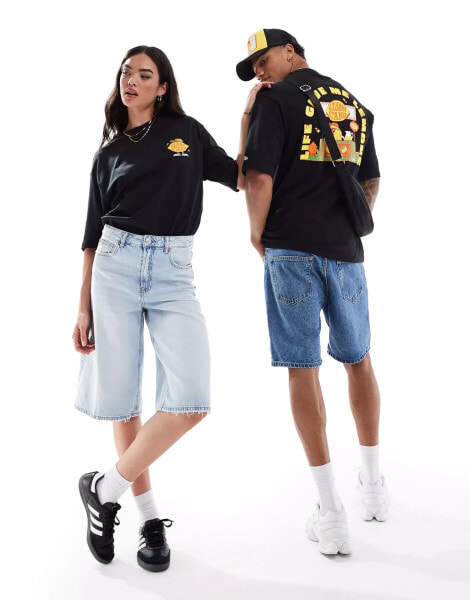 New Era unisex lemon graphic t-shirt in black