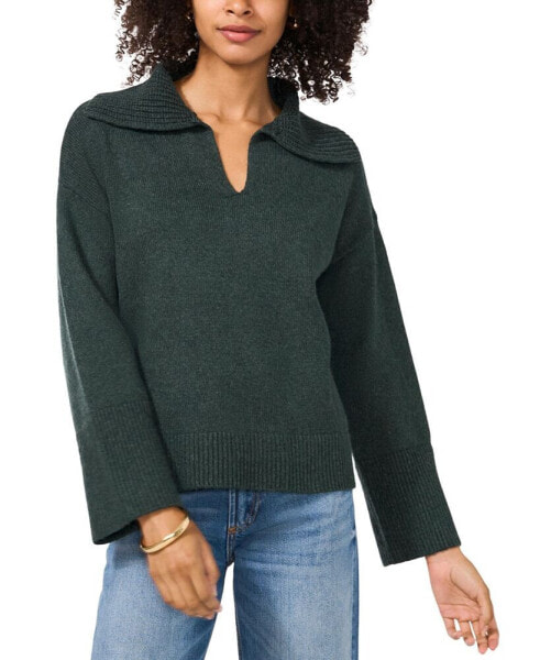 Women's Wide-Collar Split-Neck Sweater