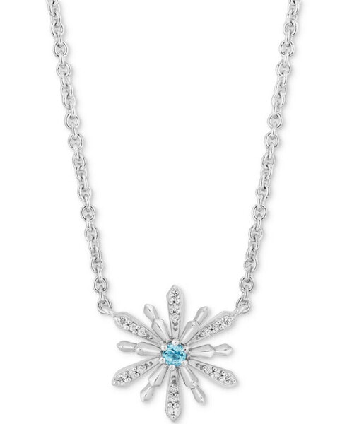 Aquamarine (1/10 ct. t.w.) & Diamond (1/10 ct. t.w.) Elsa Snowflake Pendant Necklace in Sterling Silver, 16" + 2" extender