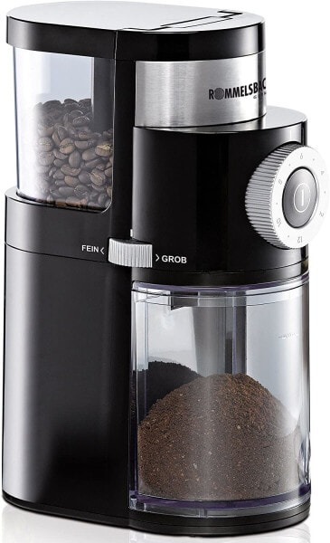 ROMMELSBACHER EKM 200 Coffee Grinder, 2-12 Servings, Capacity Bean Container 250 g, 110 Watt, Black & Melitta 180424 Permanent Coffee Filter, Pack of 2 for All Philips Senseo Coffee Pod Machines