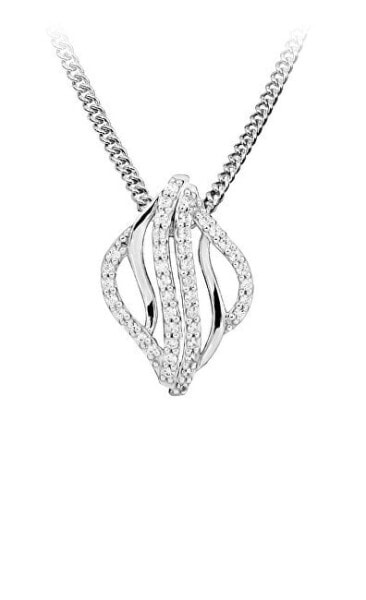 Glittering silver pendant with zircons P0000972