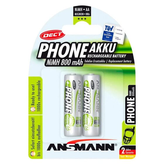 ANSMANN 1x2 MaxE NiMH Rechargeable Mignon AA 800mAh DECT Phone Batteries