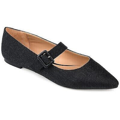 Journee Collection Womens Karissa Buckle Pointed Toe Mary Jane Flats Black 10