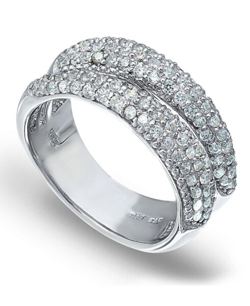Pavé Cubic Zirconia Band Ring in Silver Plate