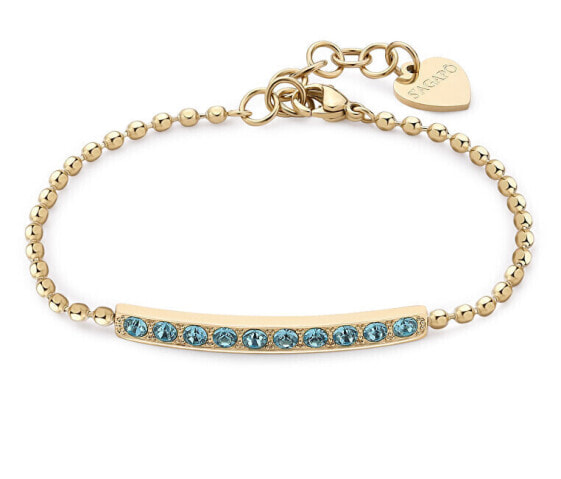 Elegant gold-plated bracelet with light blue crystals Dazzly SDZ18