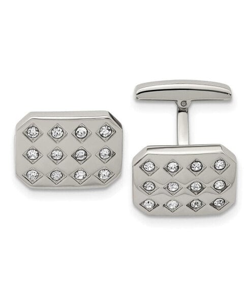 Stainless Steel Polished CZ Cufflinks