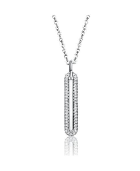 Sterling Silver Cubic Zirconia Long Pendant Necklace