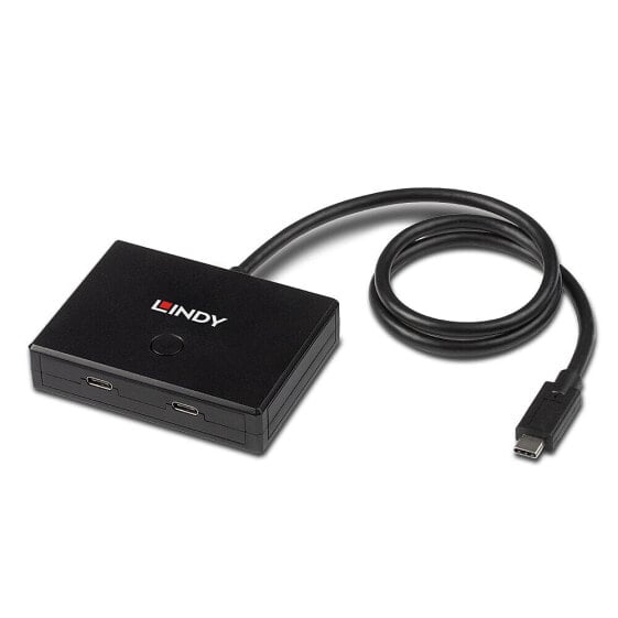 Lindy 2 Port USB 3.2 Gen 1 Type C Switch - bidirectional - USB 3.2 Gen 1 (3.1 Gen 1) Type-C - USB 3.2 Gen 1 (3.1 Gen 1) Type-C - 5000 Mbit/s - Black - 0.6 m - 85 mm