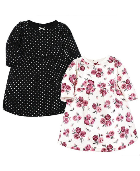 Baby Girls Cotton Dresses, Burgundy Rose