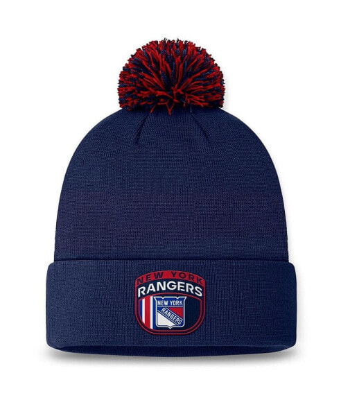 Men's Navy New York Rangers 2024 NHL Draft Cuffed Knit Hat with Pom