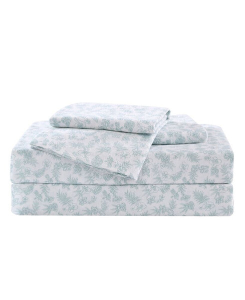 Tommy Bahama Hibiscus Bloom Washed Cotton Queen Sheet Set