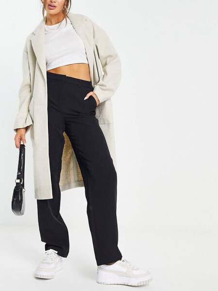 Vila tailored high waisted suit trousers in black