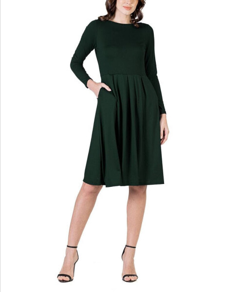 Women's Midi Length Fit and Flare Dress
