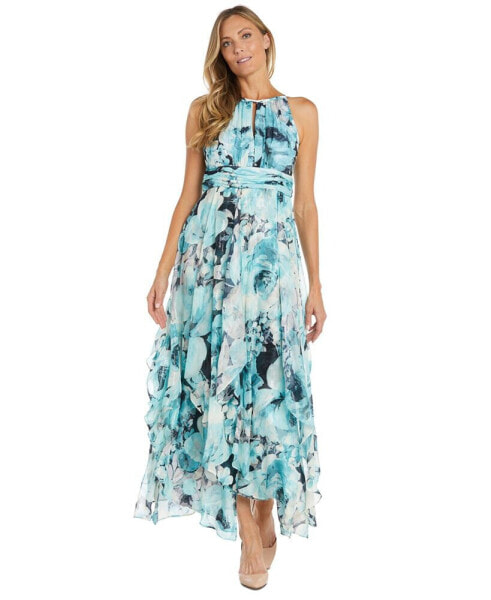 Petite Floral-Print Halter Maxi Dress