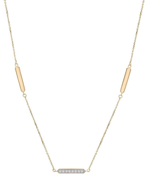 Wrapped diamond & Polished Bar 20" Collar Necklace (1/10 ct. t.w.) in 14k Gold, Created for Macy's