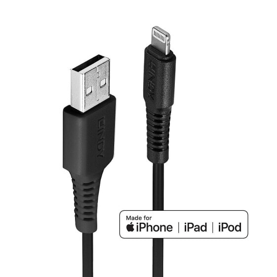 Lindy 0.5m USB to Lightning Cable black - 0.5 m - Lightning - USB A - Black - Straight - Straight