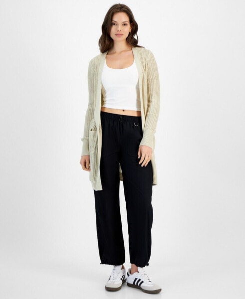 Juniors' Open Front Long Cardigan