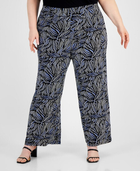 Plus Size High-Rise Pull-On Wide-Leg Pants