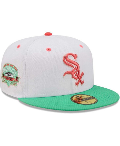 Бейсболка с наклейкой New Era White and Green Chicago White Sox Inaugural Season at Comiskey Park Watermelon Lolli 59FIFTY