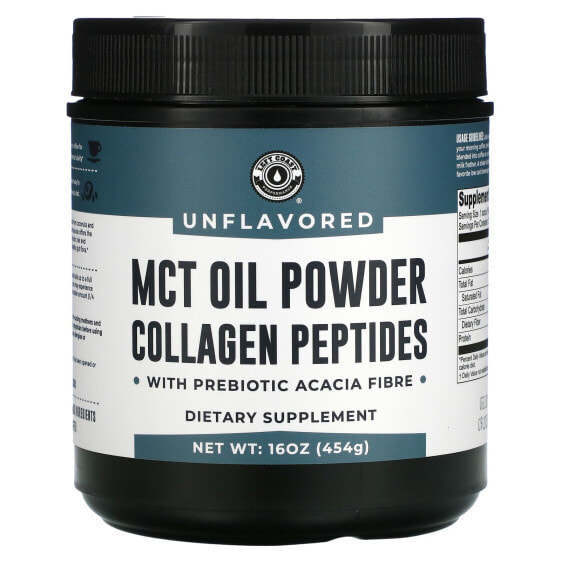Пробиотик MCT Oil Powder Collagen Peptides с пребиотиком Acacia Fibre, без вкуса, 16 унций (454 г) Left Coast Performance