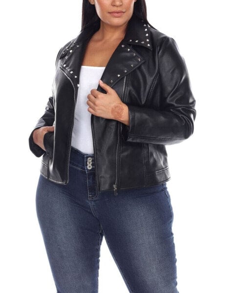 Plus Size Faux Leather Jacket