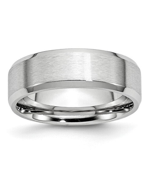 Cobalt Satin and Polished Beveled Edge Wedding Band Ring