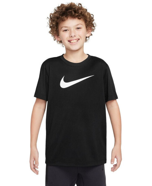 Big Kids' Legend Swoosh-Logo Crewneck Dri-FIT T-Shirt