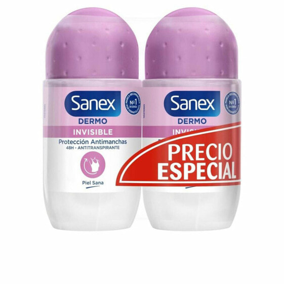 Roll-On Deodorant Sanex Invisible 2 x 50 ml