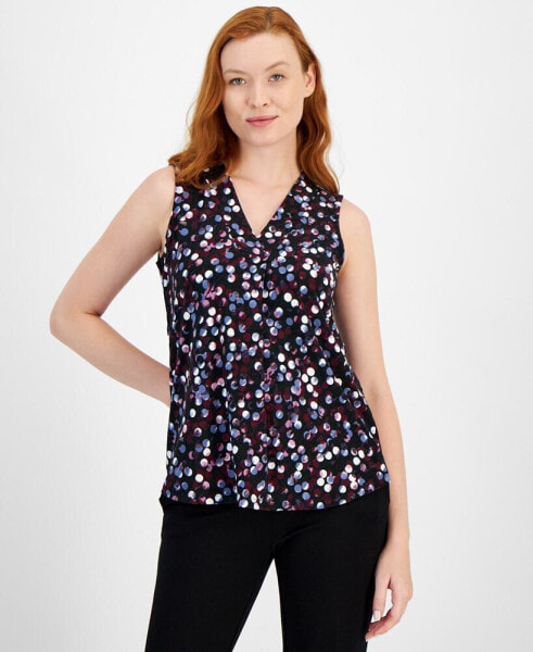 Women's Printed Sleeveless V-Neck Shell Top