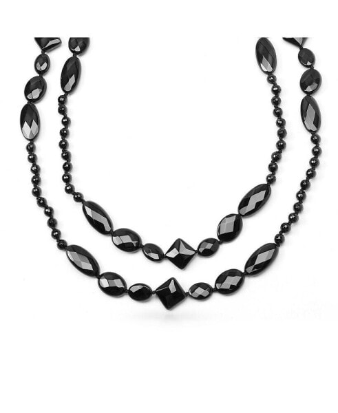 Bling Jewelry geometric Faceted Onyx Beads Endless Layering Long Warping Strand Necklace For Women 53 Inch