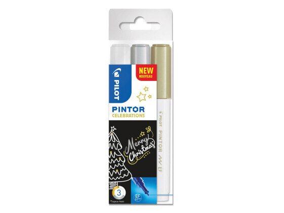 PILOT PEN Pilot Pintor - 3 pc(s) - Gold,Silver,White - Fine tip - Assorted colors - Round - 2.3 mm