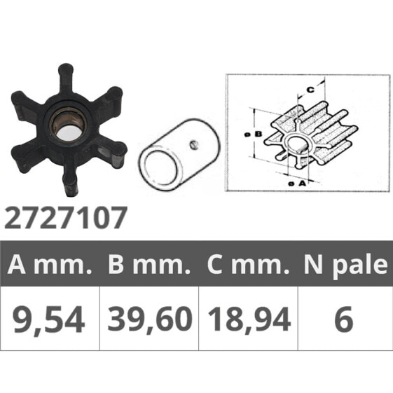 FINNORD Jabsco 4528 Johnson 09-806B Sherwood 9979 6 Blades Impeller