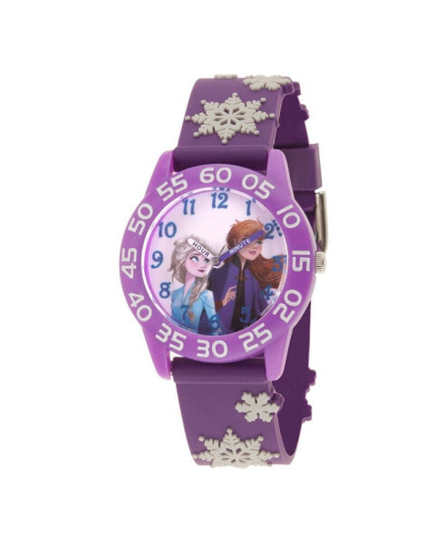 Disney Frozen 2 Elsa and Anna Girls' Purple Plastic Time Teacher Watch 32mm