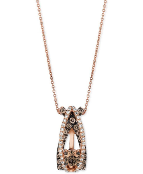 Chocolate Diamond (1-1/4 ct. t.w.) & Vanilla Diamond (1/4 ct. t.w.) Dramatic 18" Pendant Necklace in 14k Rose Gold