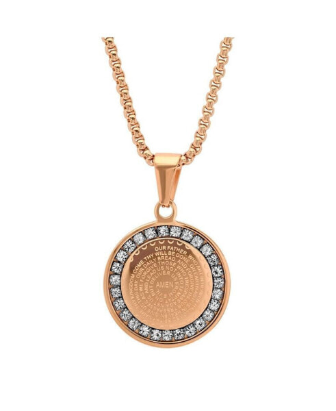 STEELTIME 18K Micron Rose Gold Plated Father Prayer Double Sided Stainless Steel Pendant Necklace