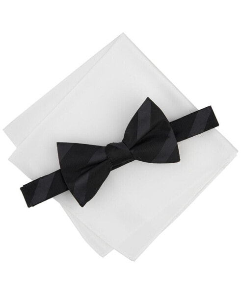 Men's Westfield Stripe Bow Tie & Solid Pocket Square Set, Created for Macy's