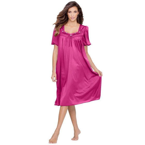 Plus Size Only Necessities Short Silky Lace-Trim Gown