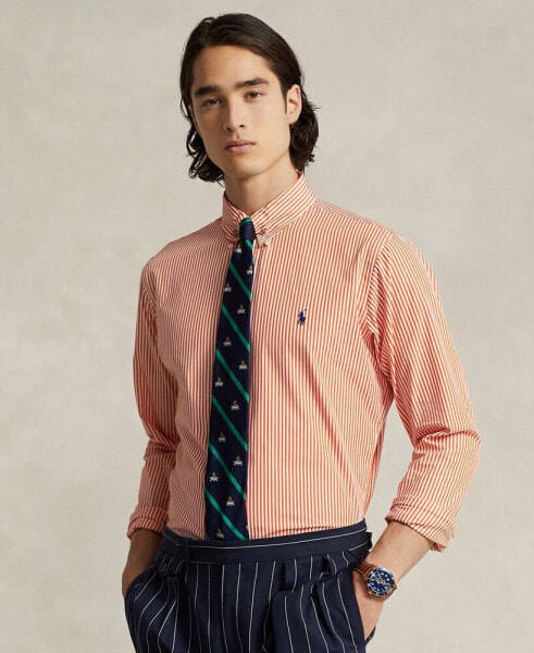 Men's Classic-Fit Striped Stretch Poplin Shirt