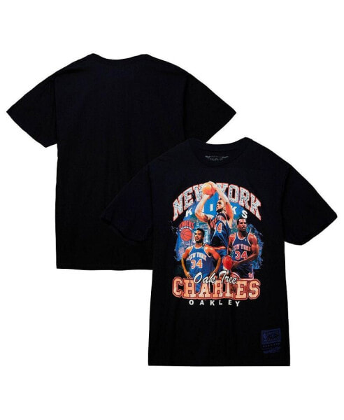 Men's Charles Oakley Black New York Knicks Hardwood Classics Bling Concert Player T-shirt