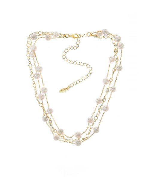 Dressed in Freshwater Pearls Layered 18K Gold Plated Necklace