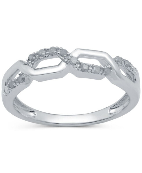 Diamond Hexagon Link Ring (1/10 ct. t.w.) in Sterling Silver